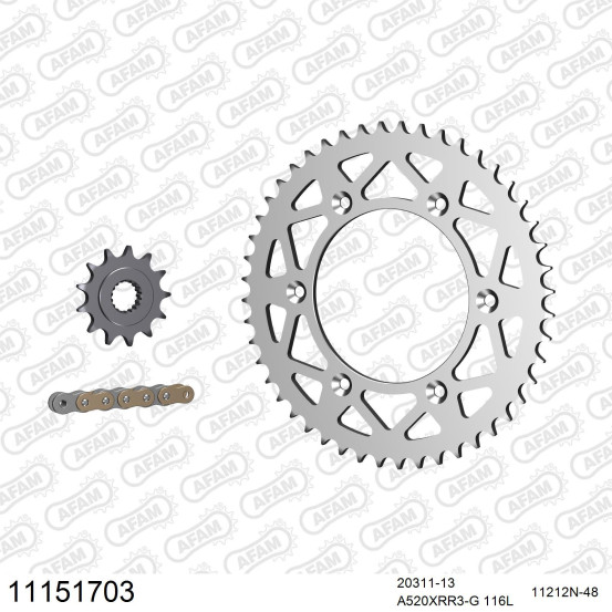 Kit chaine 520 AFAM - Couronne alu anti-boue - Type de chaine au choix - HM CRE 450 F 2009-2016