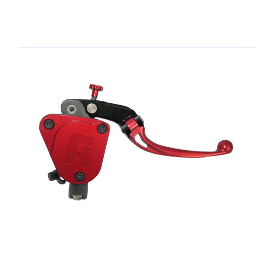 Maitre cylindre de frein radial avec réservoir intégré 19x18 ACCOSSATO - Levier repliable court + couvercle rouge