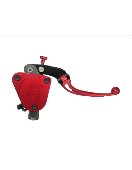 Maitre cylindre de frein radial avec réservoir intégré 19x18 ACCOSSATO - Levier repliable court + couvercle rouge
