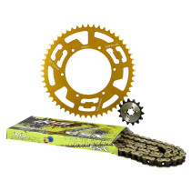 Kit chaine aluminium 14x53 DOPPLER Derbi Senda / DRD / Evo / GPR Nude / Racing / RS4 / Gilera SMT Or