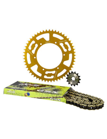Kit chaine aluminium 14x53 DOPPLER Derbi Senda / DRD / Evo / GPR Nude / Racing / RS4 / Gilera SMT Or