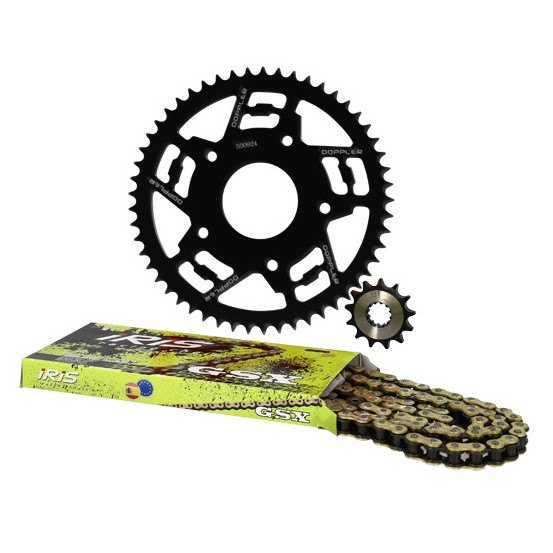 Kit chaine aluminium 13x53 DOPPLER Peugeot XR7 / XP7 SM / XPS / Rieju MRT Noir