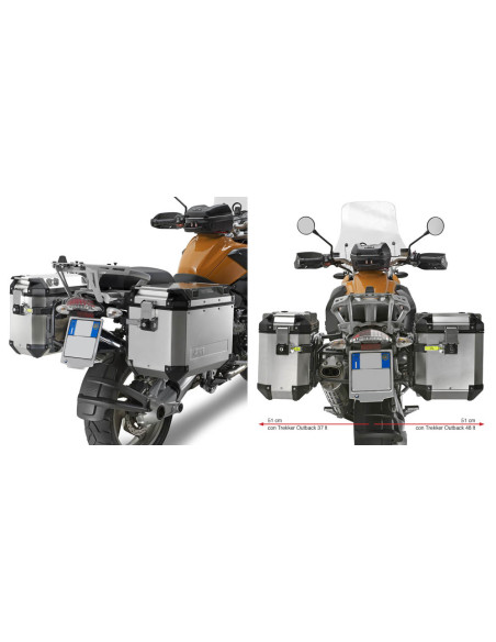 Supports valises Givi Monokey Trekker Outback PL684CAM BMW R 1200 GS-Adventure 2004-2013