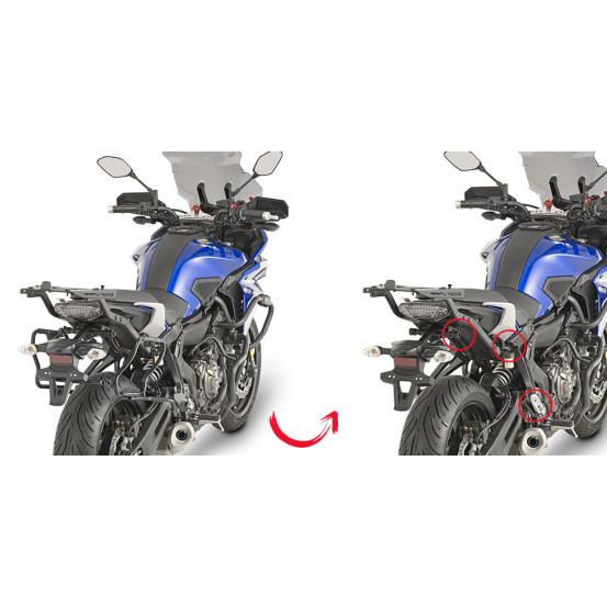 Supports valises Givi Monokey PLXR2130 Yamaha 700 MT07 Tracer 2016-2024