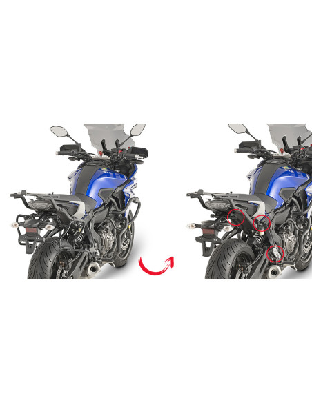 Supports valises Givi Monokey PLXR2130 Yamaha 700 MT07 Tracer 2016-2024