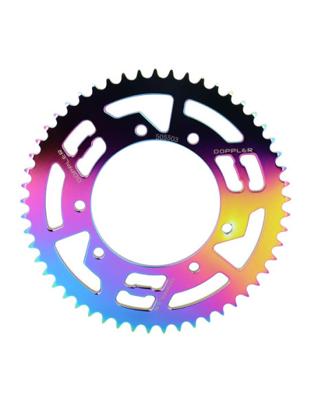 Couronne aluminium 420 53 dents DOPPLER Derbi Senda Peugeot XP6 Rieju MRT RS3 Néochrome