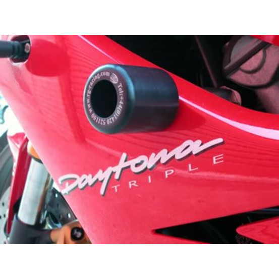 Tampons de protection R&G RACING Classic blanc TRIUMPH 675 Daytona 2006 - 2012