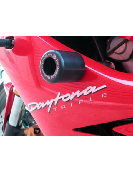 Tampons de protection R&G RACING Classic blanc TRIUMPH 675 Daytona 2006 - 2012