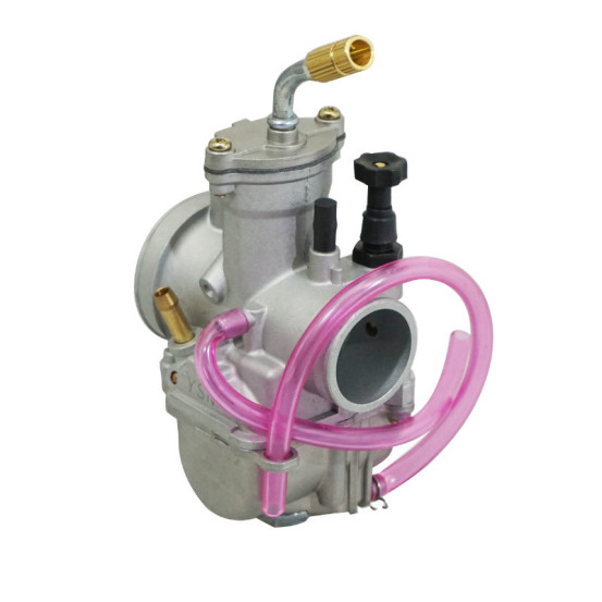 Carburateur type Keihin PWK 28 Silver à boisseau plat (entrée d'air polie - coude tournant)