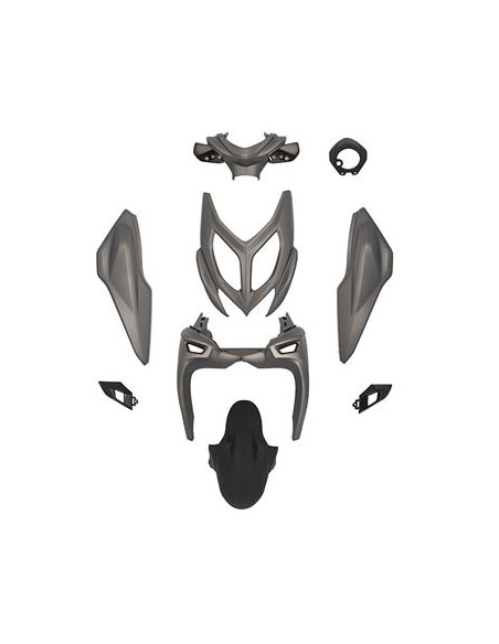 Kit carénages scooter Nitro / Aerox après 2013 Noir / Gris (9 pièces)