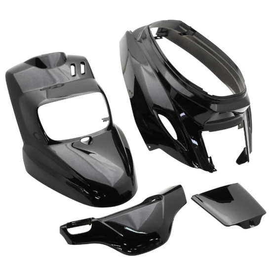 Kit carénages scooter MBK 50 Booster/Yamaha 50 BWS après 2004 Noir brillant
