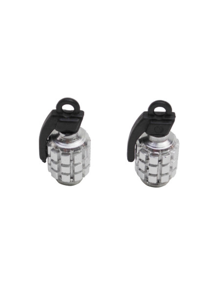 Bouchons de valves Grenade Argent