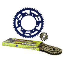 Kit chaine aluminium 14x53 DOPPLER Derbi Senda / Gilera SMT / RCR / Aprilia RX / SX Bleu