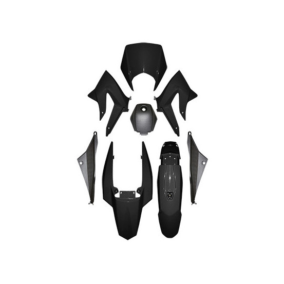 Kit carénages 50 à boite Derbi 50 Senda DRD après 2011 Noir brillant
