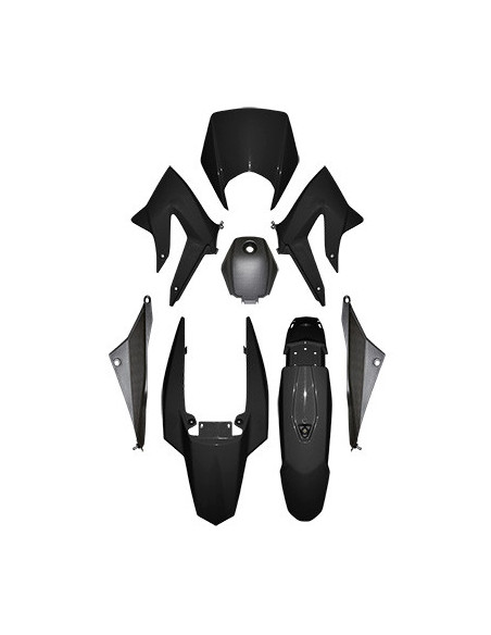 Kit carénages 50 à boite Derbi 50 Senda DRD après 2011 Noir brillant