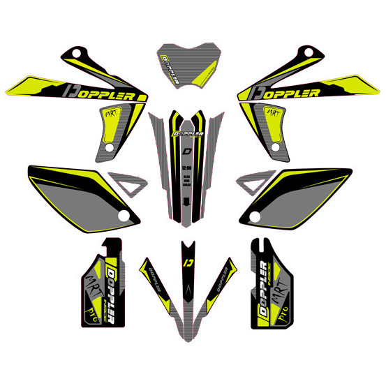 Kit déco DOPPLER Rieju MRT / MRT Pro / Marathon Noir / Gris / Jaune Fluo