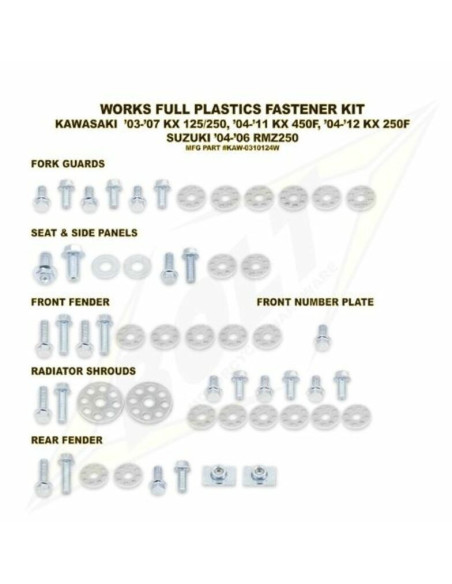 Kit vis plastiques BOLT KTM SX/SXF 2011-2015 EXC/EXCF 2012-2016