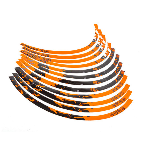Autocollants de jantes STAGE6 Orange - Noir (17 pouces)