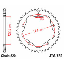 Couronne alu JT - 38 dents - Pas 520 - Réf JTA751.38