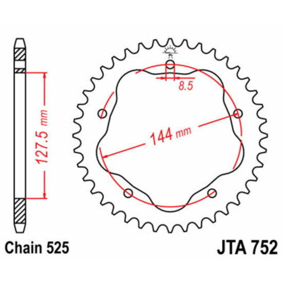 Couronne alu JT - Pas 525 - Nombre de dents au choix
