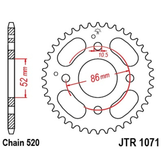 Couronne acier JT - 30 dents - Pas 520 - KYMCO Quad 50 / 150cc