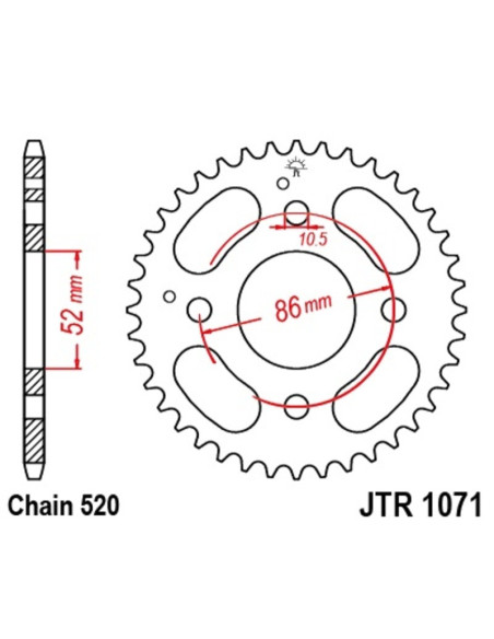 Couronne acier JT - 30 dents - Pas 520 - KYMCO Quad 50 / 150cc