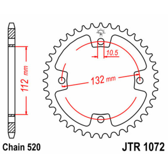 Couronne acier JT - 38 dents - Pas 520 - ARCTIC CAT KYMCO 250 à 300cc