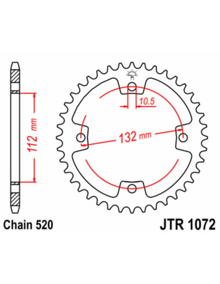 Couronne acier JT - 38 dents - Pas 520 - ARCTIC CAT KYMCO 250 à 300cc