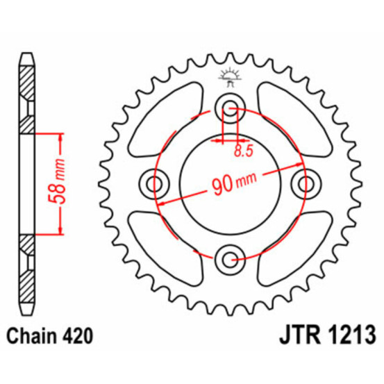 Couronne acier JT - 37 dents - Pas 420 - HONDA 50 CRF F 2004-2015
