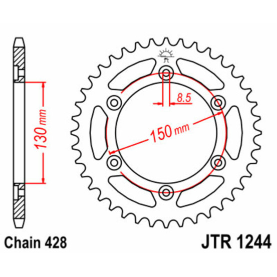 Couronne acier JT - Pas 428 - Nombre de dents au choix