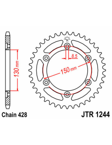 Couronne acier JT - Pas 428 - Nombre de dents au choix