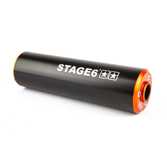 Silencieux d'échappement mécaboite STAGE6 aluminium Orange / Noir (passage gauche)