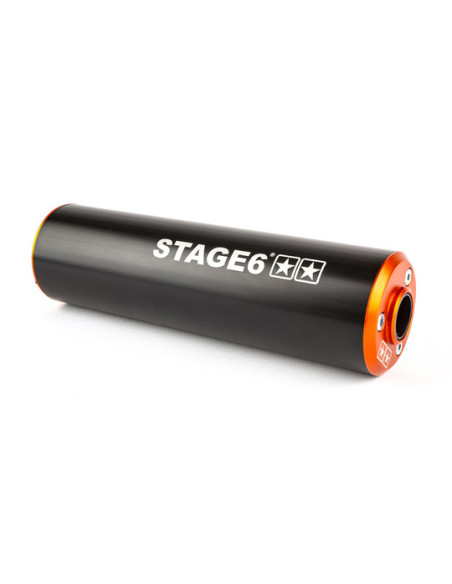 Silencieux d'échappement mécaboite STAGE6 aluminium Orange / Noir (passage gauche)