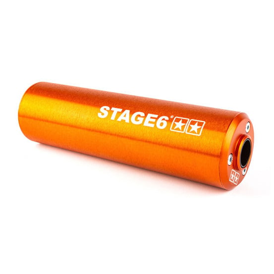 Silencieux d'échappement mécaboite STAGE6 aluminium Orange / Noir (passage gauche)