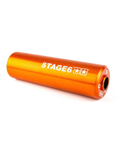 Silencieux d'échappement mécaboite STAGE6 aluminium Orange / Noir (passage gauche)