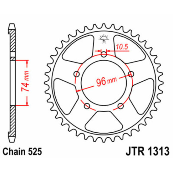 Couronne acier JT - 40 dents - Pas 525 - Réf JTR1313.40