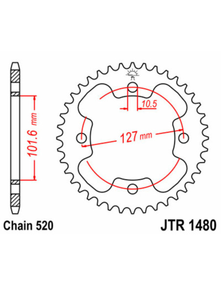 Couronne acier JT - 38 dents - Pas 525 - POLARIS 525cc