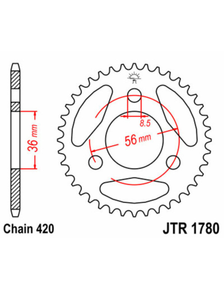 Couronne acier JT - 28 dents - Pas 420 - SUZUKI 50 JR 1983-2006