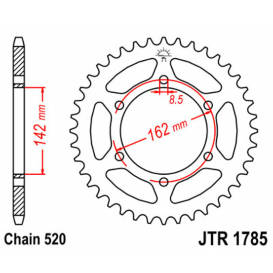 Couronne acier JT - 48 dents - Pas 520 - Réf JTR1785.48