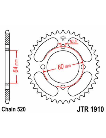 Couronne acier JT - 32 dents - Pas 520 - AEON YAMAHA Quad