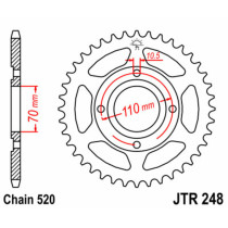 Couronne acier JT - 44 dents - Pas 520 - Réf JTR248.44
