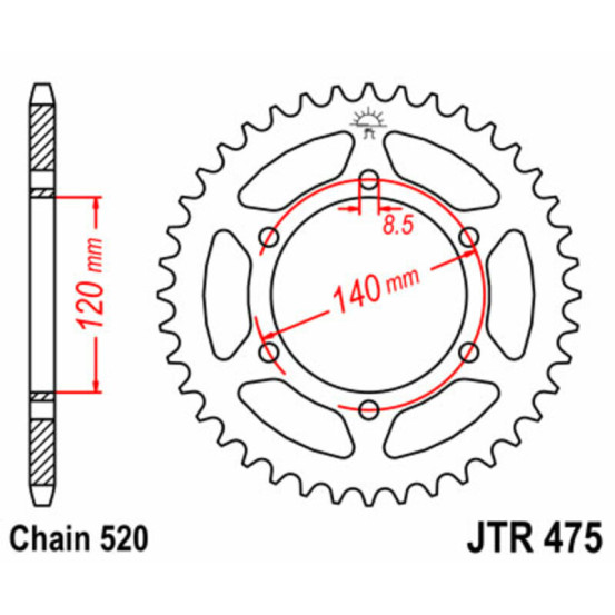 Couronne acier JT - Pas 520 - Nombre de dents au choix