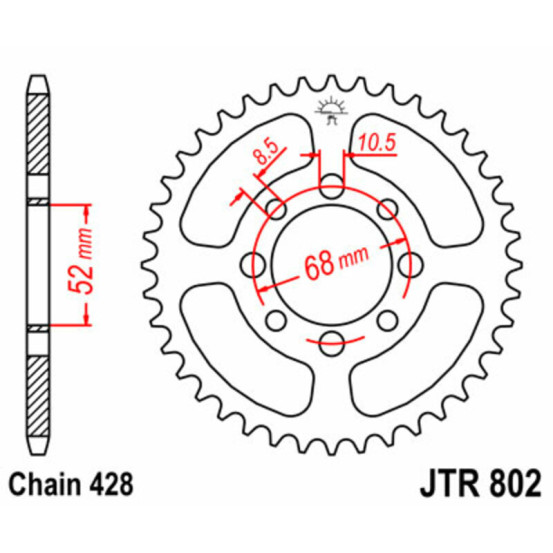 Couronne acier JT - 34 dents - Pas 428 - SUZUKI 80 JR 1982-2004