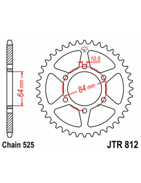 Couronne acier JT - 41 dents - Pas 525 - Réf JTR812.41