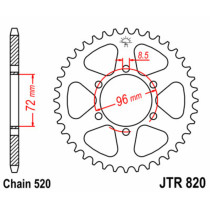 Couronne acier JT - 42 dents - Pas 520 - Réf JTR820.42