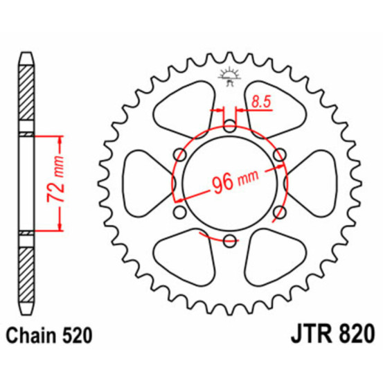 Couronne acier JT - 42 dents - Pas 520 - Réf JTR820.42