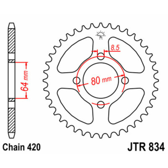 Couronne acier JT - 32 dents - Pas 420 - YAMAHA 80 PW 1991-2009