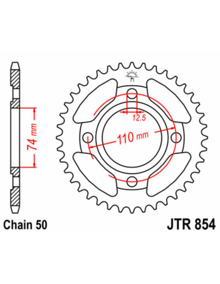 Couronne acier JT - Pas 530 - Nombre de dents au choix