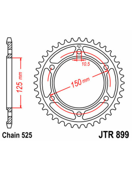 Couronne acier JT - 42 dents - Pas 525 - KTM 950 / 990cc