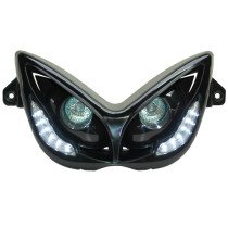 Optique de phare RR8 MBK 50 Nitro/Yamaha 50 Aerox 1997-2012 Noir (leds blanc)